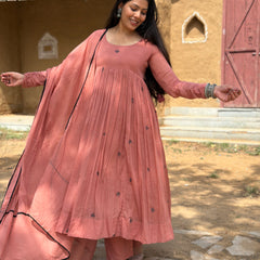 Peach black Embroidery Anarakali