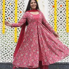 Pretty Pink Anarkali Shrug Set Jonaya
