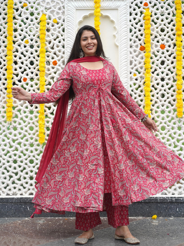 Soft Pink Anarkali Shrug Set - Jonaya