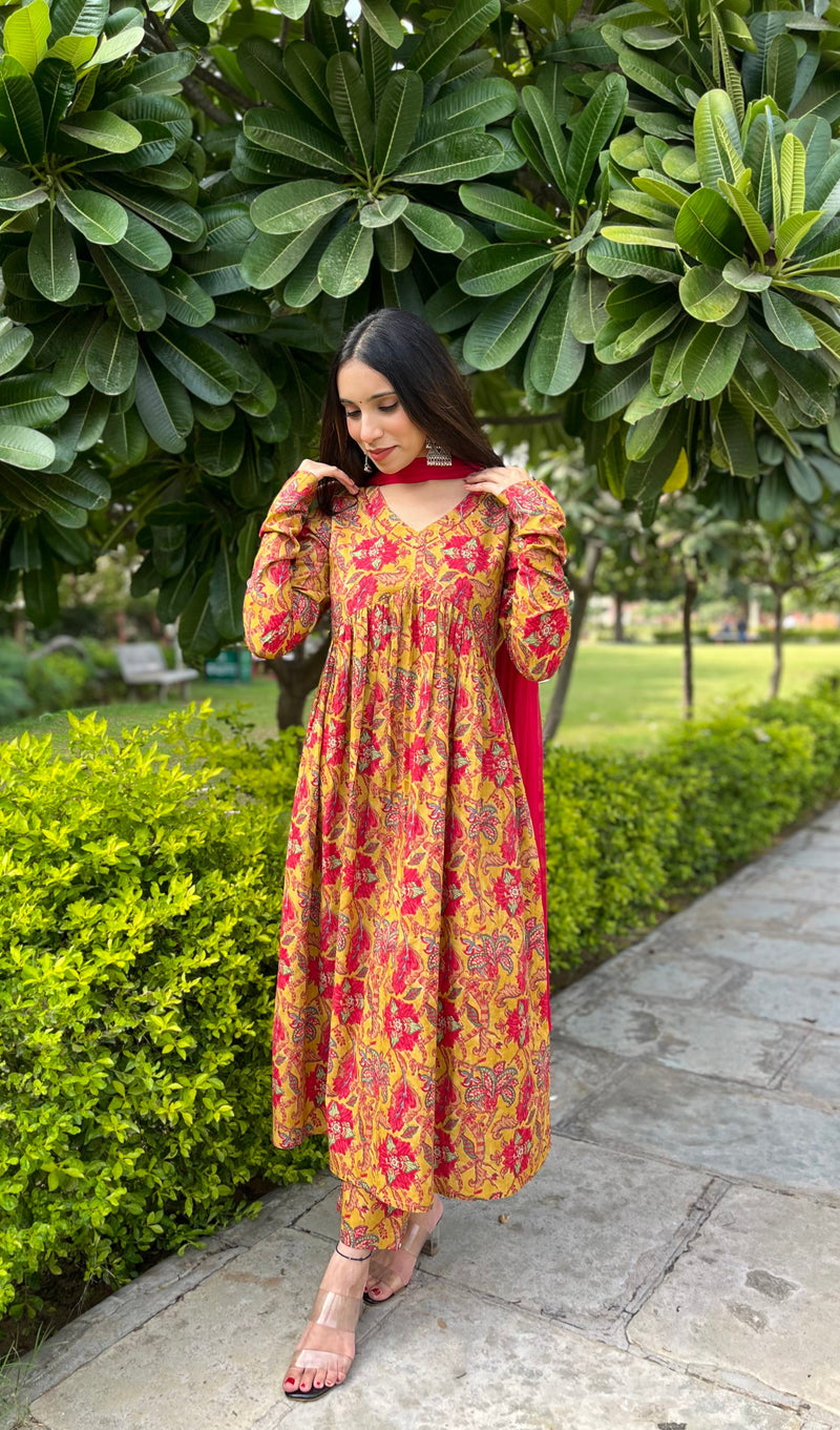 Yellow floral mohini set - Jonaya