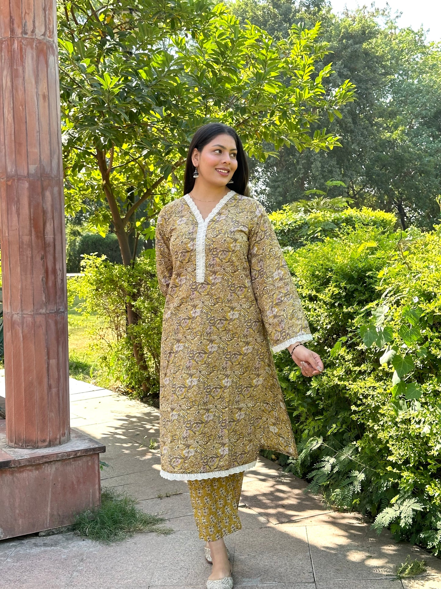 Yellow Pakistani lace suit set