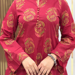 Red boota coord farshi salwar Jonaya