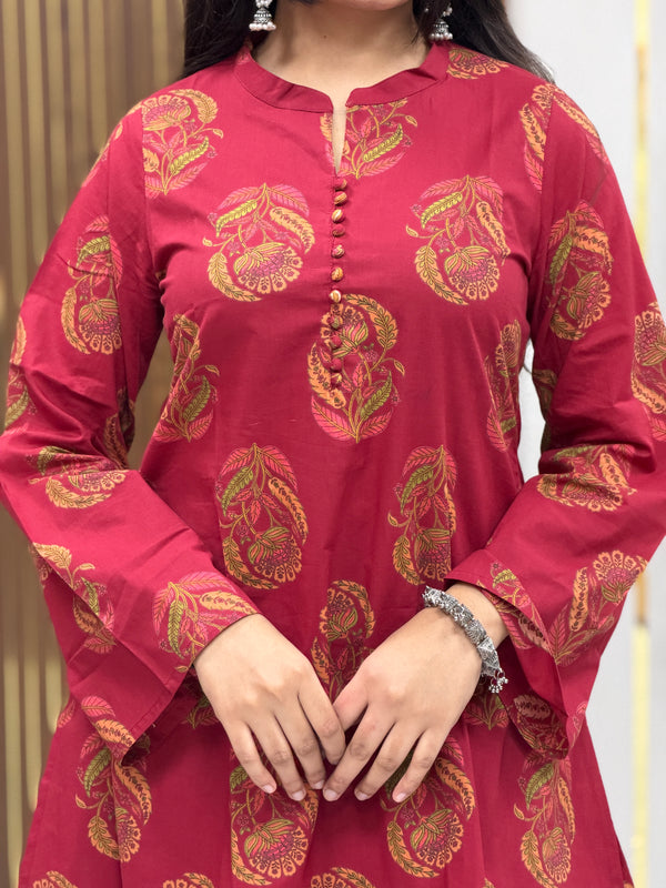 Red boota coord farshi salwar Jonaya