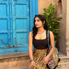 Gold saffron flared skirt - Jonaya