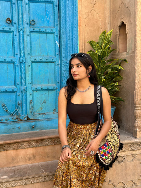 Gold saffron flared skirt - Jonaya