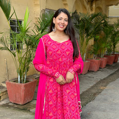 Bandhani Anarkali suit set - Jonaya