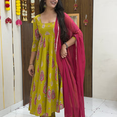 Parrot paisley festive Anarkali set Jonaya