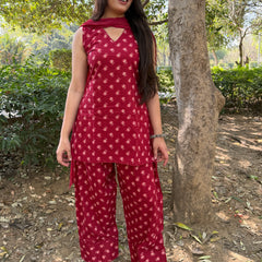 Red lily beige Farshi salwar set Jonaya