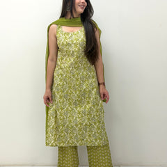 Leaffy green straight suit set Jonaya