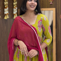 Parrot paisley festive Anarkali set Jonaya