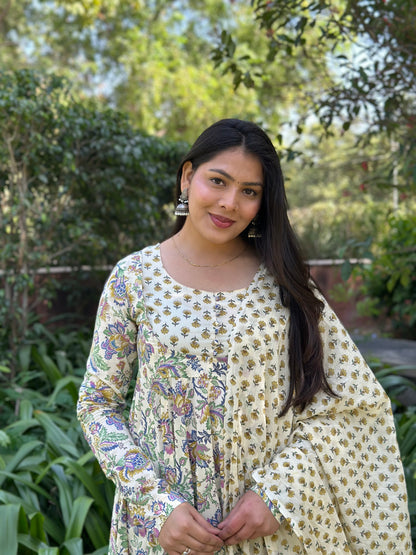 Garden blue Anarkali Gher Suit Set