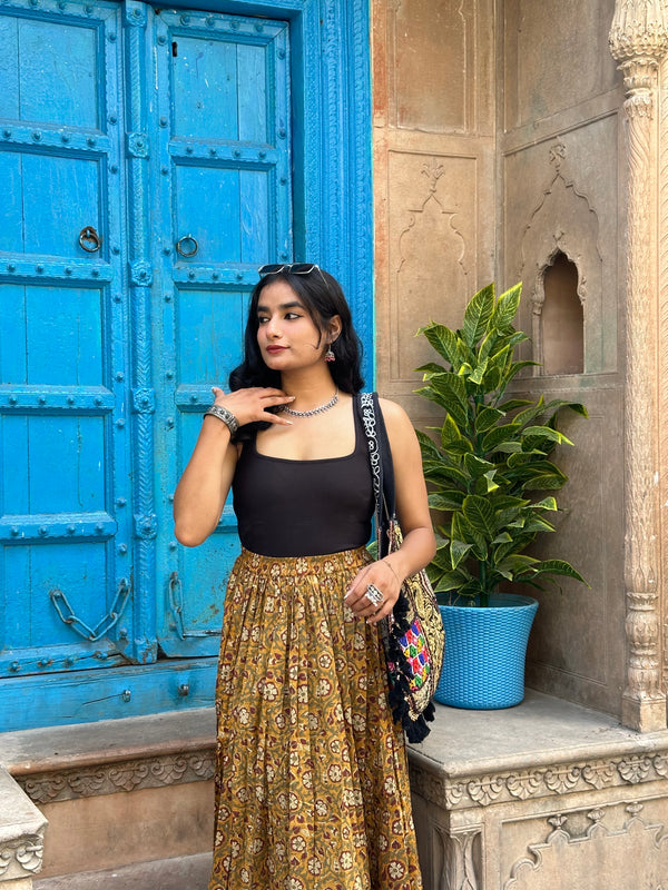 Gold Saffron Flared Skirt - Jonaya