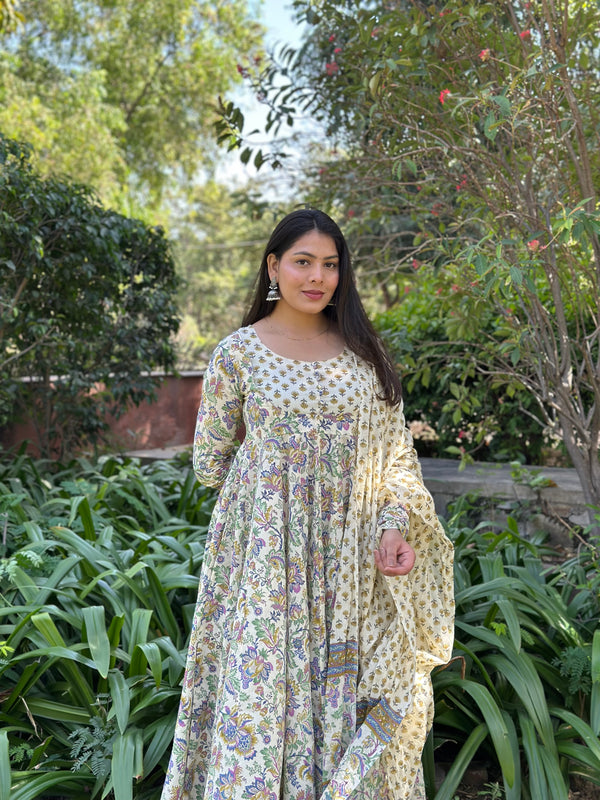 Garden Blue Anarkali Anarkali Suit Set - Jonaya