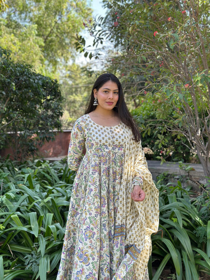 Garden blue Anarkali Gher Suit Set