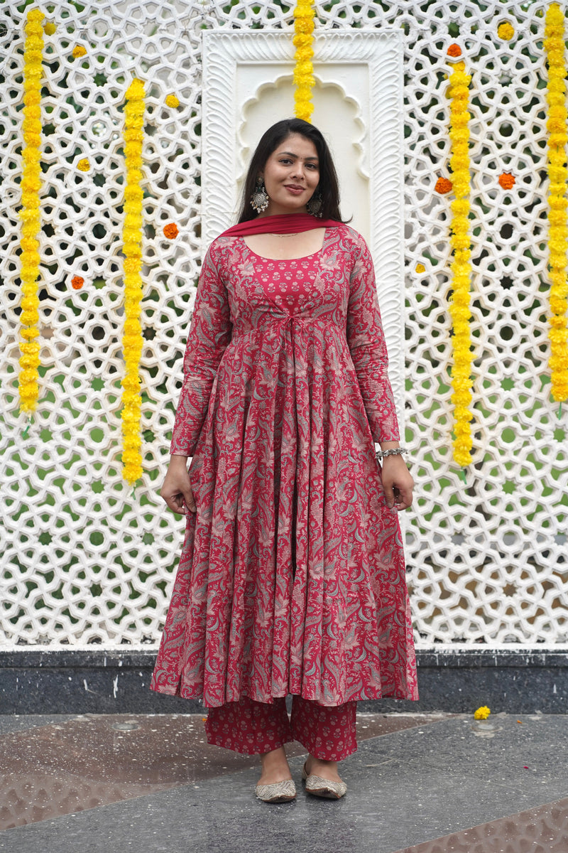 Pretty Pink Anarkali Shrug Set Jonaya