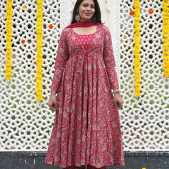 Pretty Pink Anarkali Shrug Set Jonaya