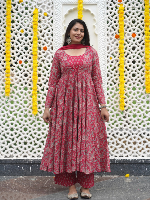 Soft Pink Anarkali Shrug Set - Jonaya