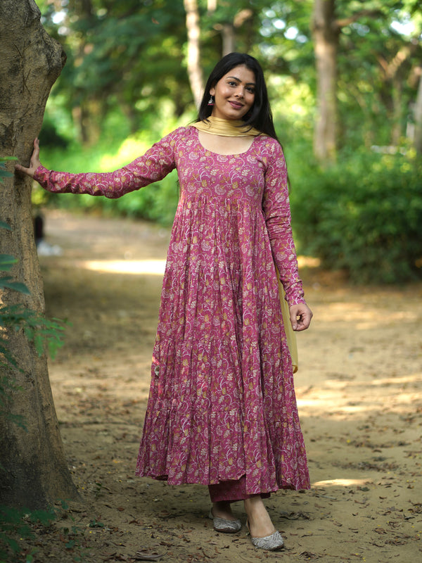 Pink Tier Full flare suit set - Jonaya