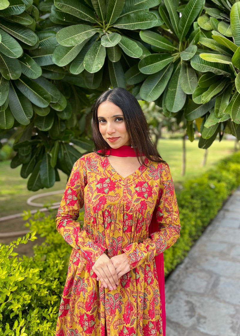 Yellow floral mohini set - Jonaya