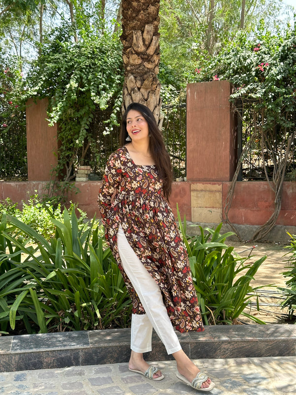 Breezy Brown Kameez - Jonaya