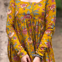 Red mustard garden kameez Jonaya