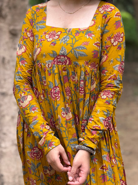 Red mustard garden kameez Jonaya
