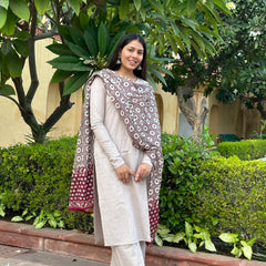 Grey maroon cotton suit set - Jonaya