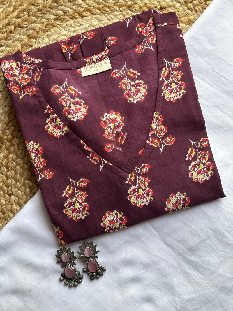Purple bliss floral full sleeves Peplum top - Jonaya