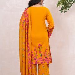 Pink yellow floral straight kurta set Jonaya