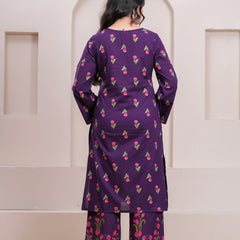 Purple pink floral straight suit set Jonaya