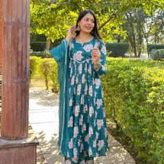 Rama Green Floral Suit Set - Jonaya