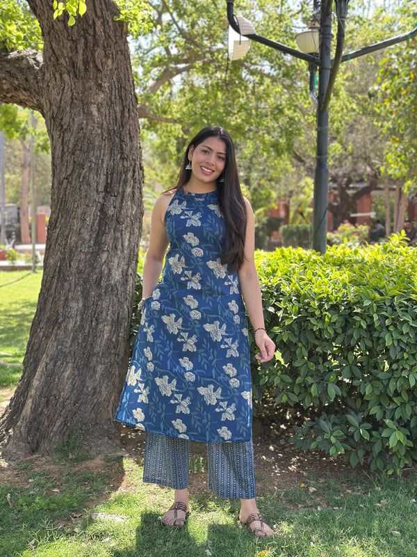 Indigo Halter Neck Co-ord Set - Jonaya