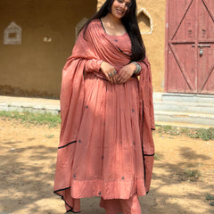 Peach black Embroidery Anarakali