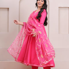 Peach Gotta patti heavy flare suit set Jonaya