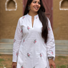 Blossom White Embroidered coord set