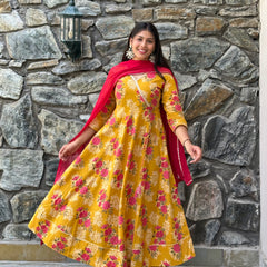 Yellow Pink Festive suit set - Jonaya