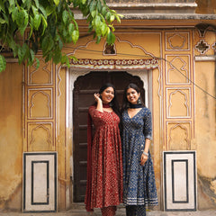 Blue bhandej flare suit set - Jonaya