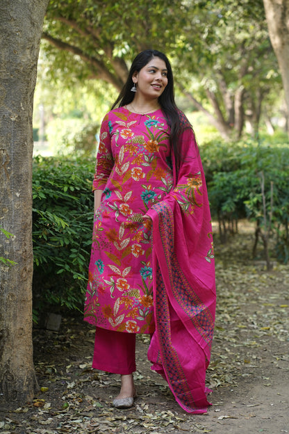 Blooming Pink straight suit set
