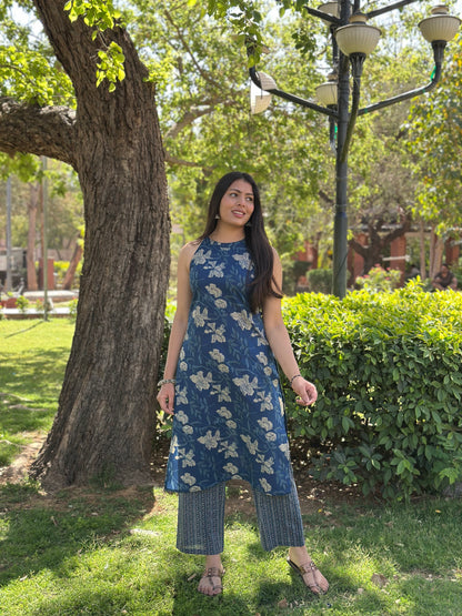 Indigo halter neck coord