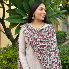 Grey maroon cotton suit set - Jonaya