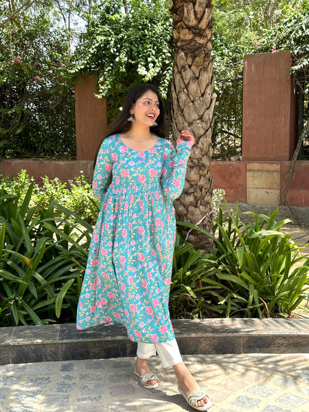 Turquoise ruby kameez - Jonaya
