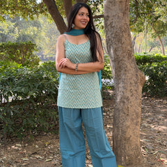 Soft sky printed Farshi salwar set Jonaya