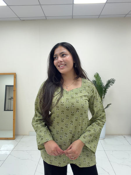 Pista green short Kurti Jonaya