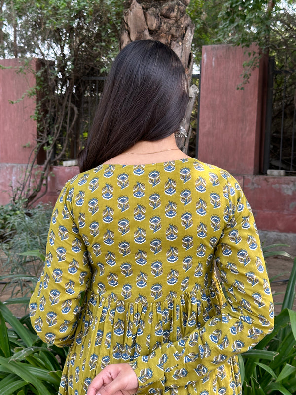 Green Blue Anarkali Kameez - Jonaya