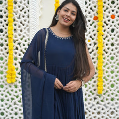 Indigo Gold blush Georgette Anarkali Jonaya