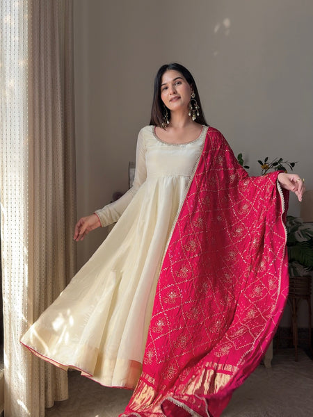 Tissue Rani Silk Full flair Anarkali Jonaya
