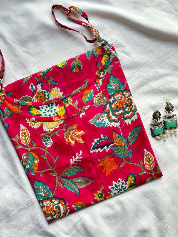 Pop Pink Strap Kurti - Jonaya