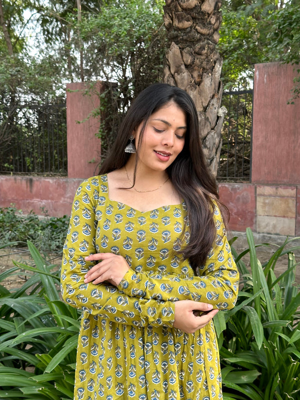 Green Blue Anarkali Kameez - Jonaya