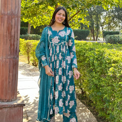 Rama Green Floral Suit Set - Jonaya