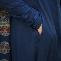 Blue Ajrakh print flair suit set Jonaya